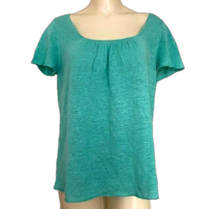 EILEEN Fisher 100%linen light turquoise sheer top.Med